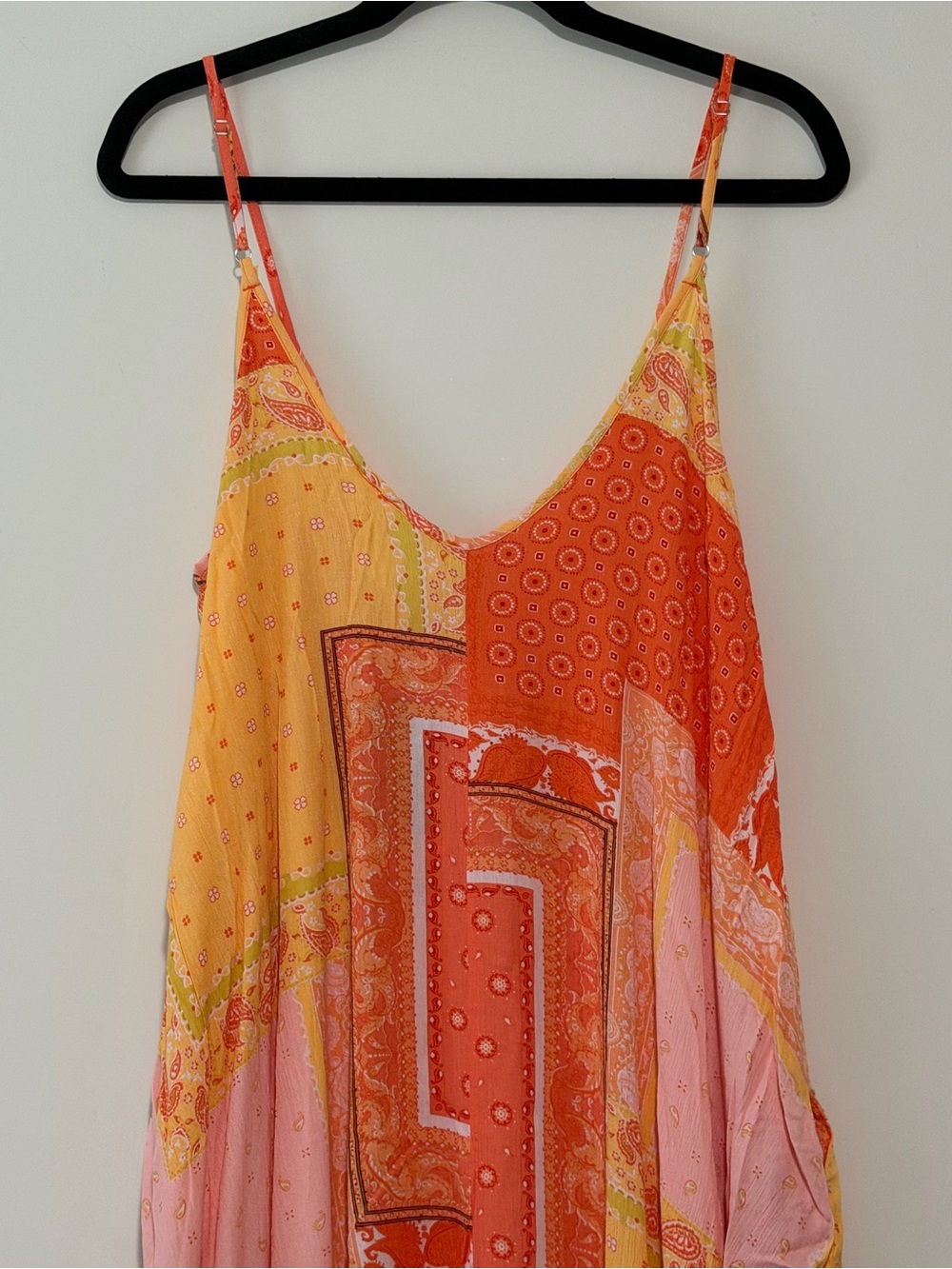 Style Rack Coral, Orange, Pink & Yellow Patchwork Maxi Slip Dress - Picture 8 of 9